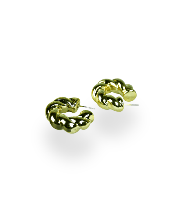 Sowpeace 3/4 Twisted Textured Round Golden CCB Earrings | Elegant One‑Size Lightweight Jewelry for Women & Daily Wear — image 4
