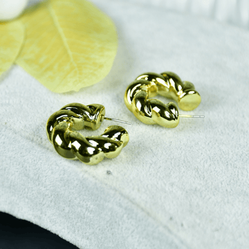 Sowpeace 3/4 Twisted Textured Round Golden CCB Earrings | Elegant One‑Size Lightweight Jewelry for Women & Daily Wear - Sowpeace - 