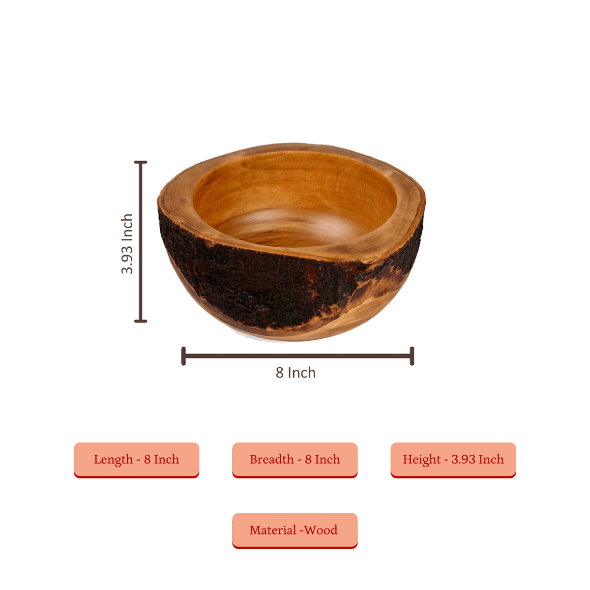 Sowpeace 8 - Inch Traditional Acacia Wood Round Bowl - Sowpeace - 