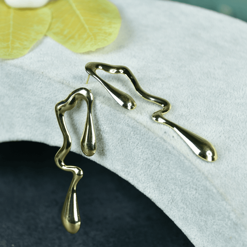 Sowpeace Abstract Gold Stainless Steel Earrings | Modern One‑Size Lightweight Jewelry for Women & Daily Wear – view 2