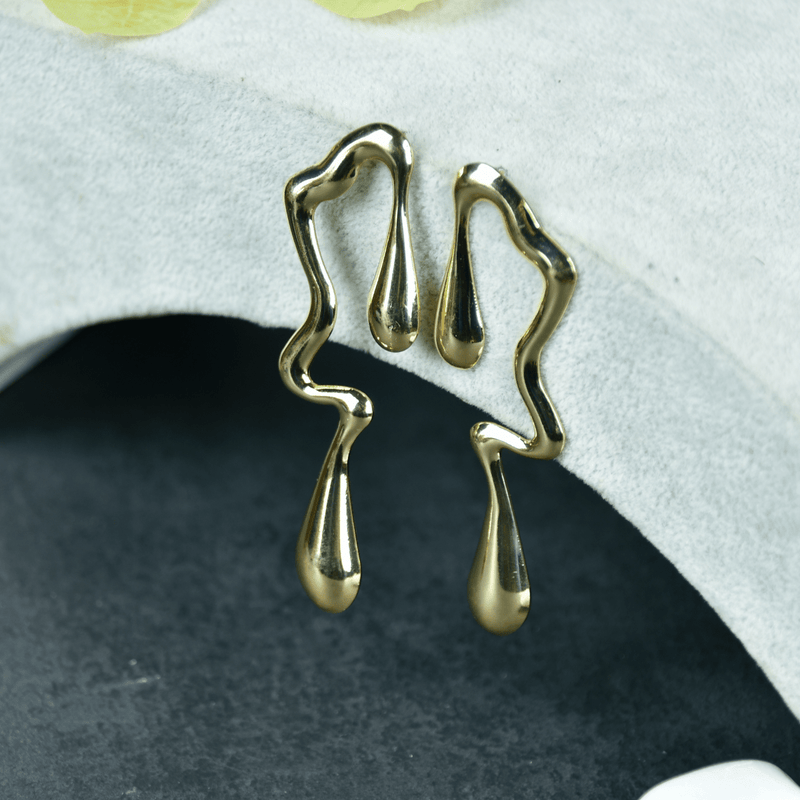 Sowpeace Abstract Gold Stainless Steel Earrings | Modern One‑Size Lightweight Jewelry for Women & Daily Wear – view 1