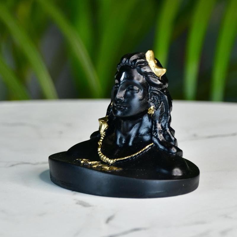 Sowpeace Adiyogi Shiva Statue 3 Inch | Mini Black Idol for Meditation, Home Décor & Spiritual Gift - Sowpeace - 
