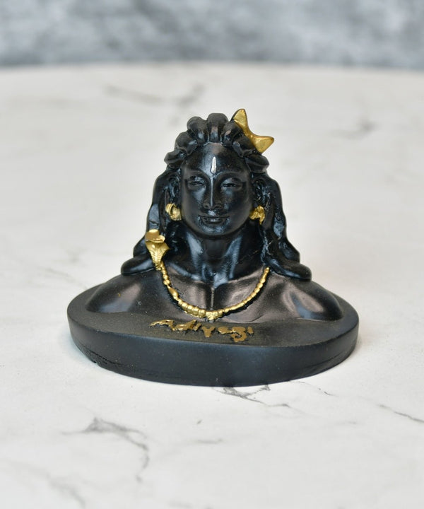 Sowpeace Adiyogi Shiva Statue 3 Inch | Mini Black Idol for Meditation, Home Décor & Spiritual Gift — main view