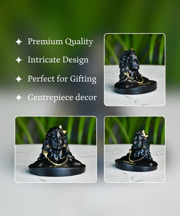 Sowpeace Adiyogi Shiva Statue 3 Inch | Mini Black Idol for Meditation, Home Décor & Spiritual Gift — image 3