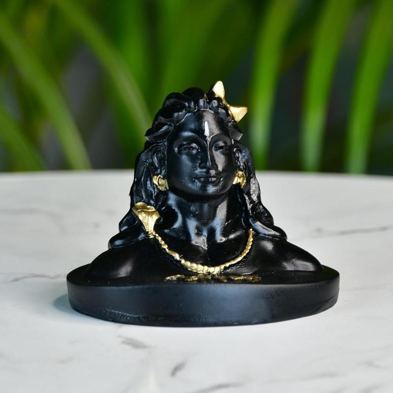 Sowpeace Adiyogi Shiva Statue 3 Inch | Mini Black Idol for Meditation, Home Décor & Spiritual Gift – view 2