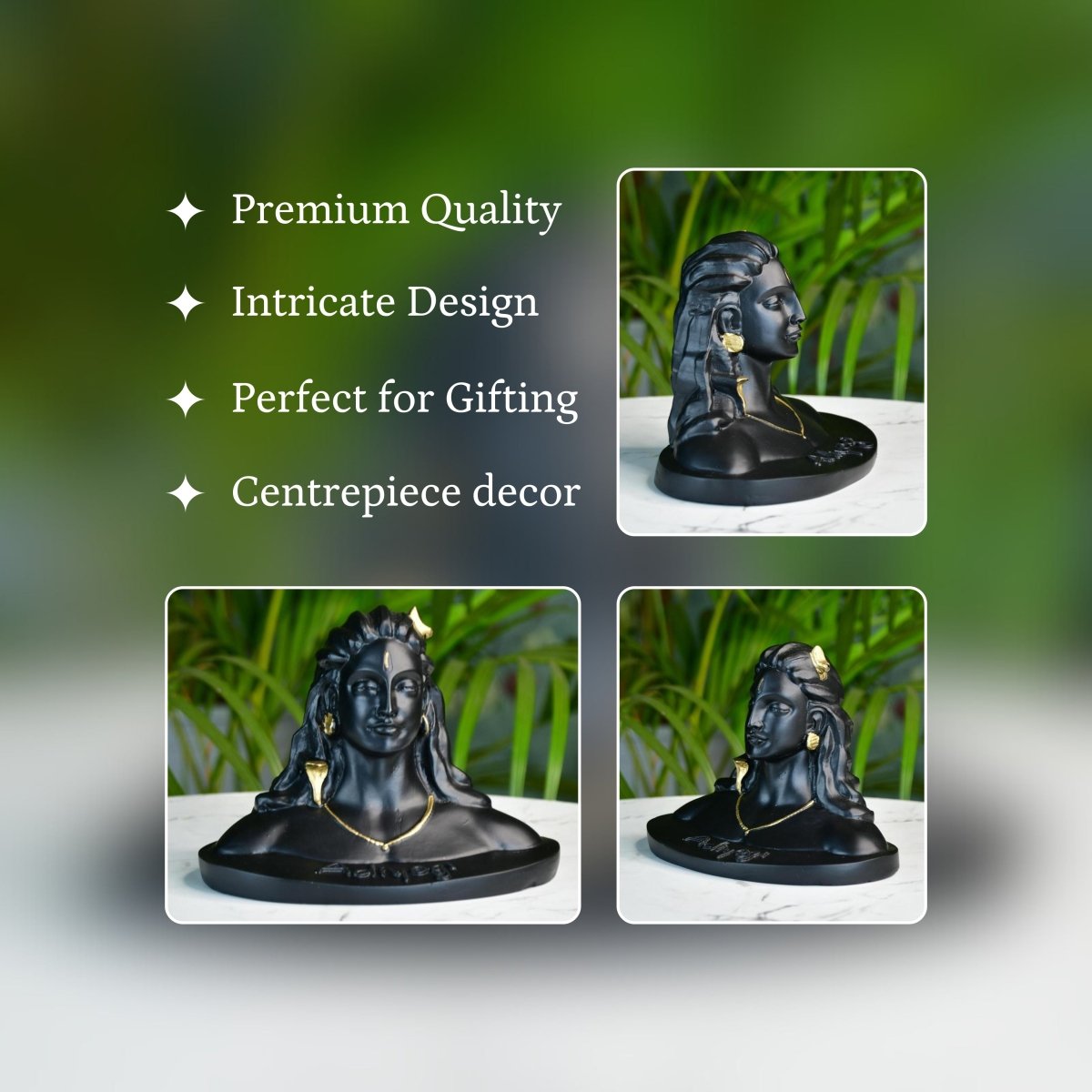 Sowpeace Adiyogi Shiva Statue 5 Inch | Black Idol for Meditation, Home Décor & Spiritual Gift - Sowpeace - 