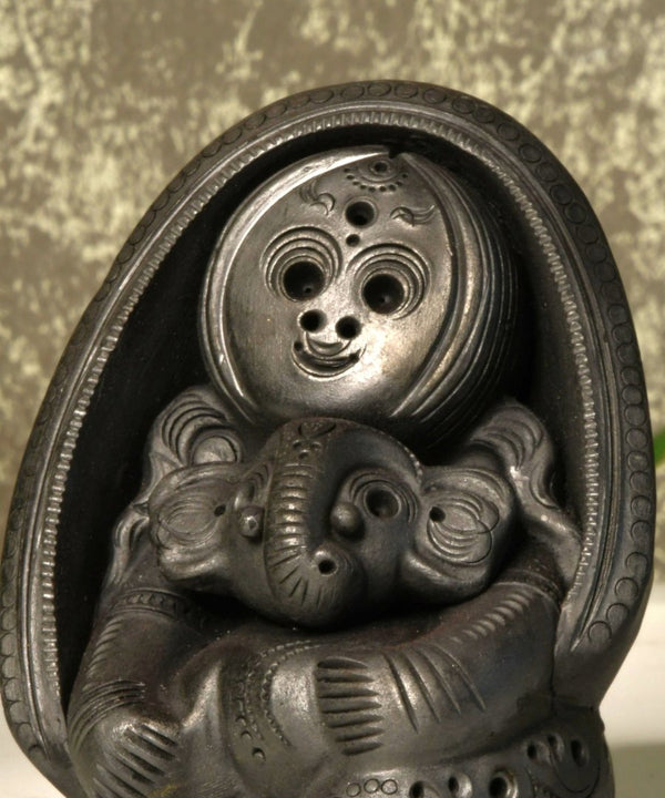 Sowpeace Art: Black Terracotta Durga Ganesh Tabletop Marvel — image 3