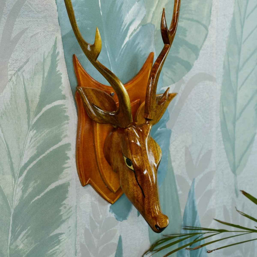 Sowpeace Artisan Wooden Deer Head: Exquisite Home Decor