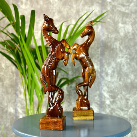 Sowpeace Artisan Wooden Jumping Horse Set: Home Decor