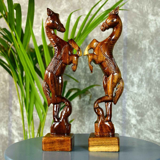 Sowpeace Artisan Wooden Jumping Horse Set: Home Decor