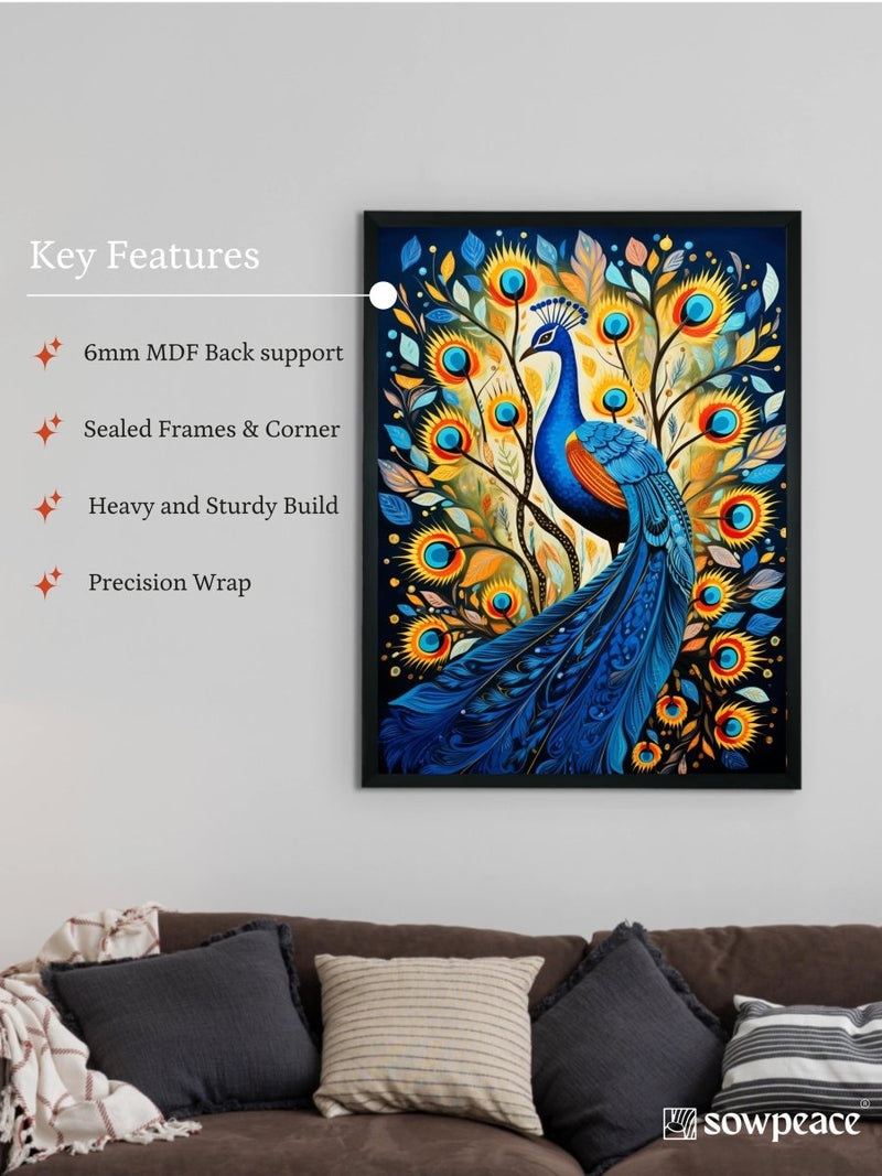 Sowpeace Aura: Embrace Peacock's Harmony – Premium Handcrafted Canvas Art for Modern and Elegant Home Decoration – view 6