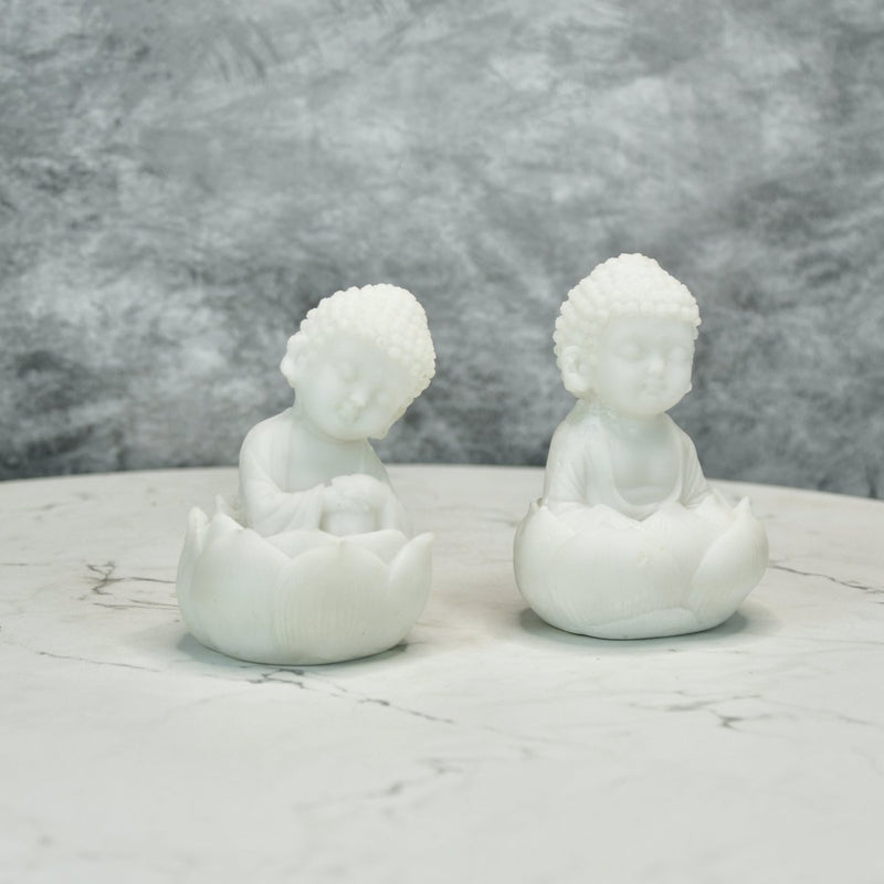 Sowpeace Baby Monk Set | Elegant White Resin Spiritual Figurines for Peaceful Home Décor & Gifting – view 1