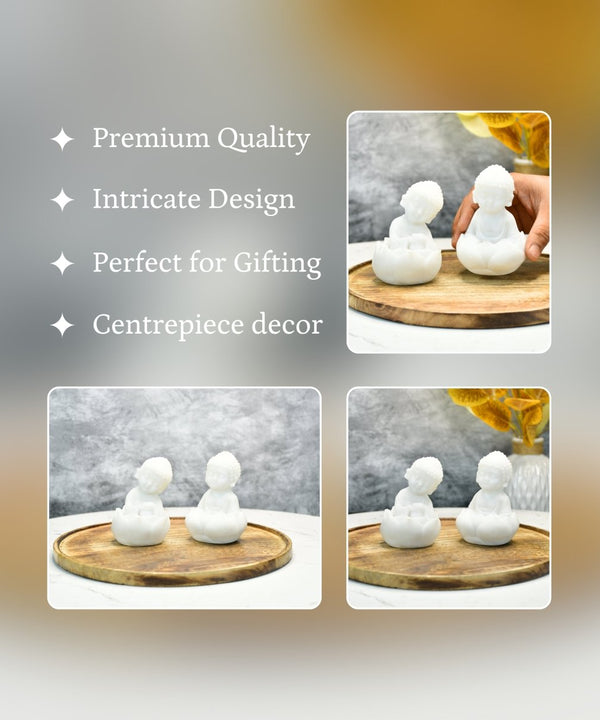 Sowpeace Baby Monk Set | Elegant White Resin Spiritual Figurines for Peaceful Home Décor & Gifting — image 3