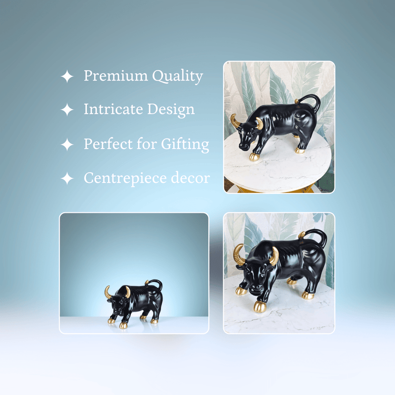 Sowpeace Black Bull Decor | Bold Resin Animal Figurine for Modern Home & Office Décor, Gifting – view 3