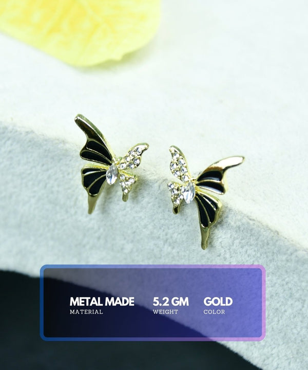 Sowpeace Black Butterfly Crystal Gold Stainless Steel Earrings | Elegant One‑Size Lightweight Jewelry for Women & Daily Wear — image 3