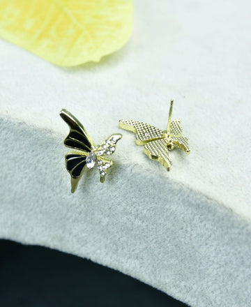 Sowpeace Black Butterfly Crystal Gold Stainless Steel Earrings | Elegant One‑Size Lightweight Jewelry for Women & Daily Wear — alternate view