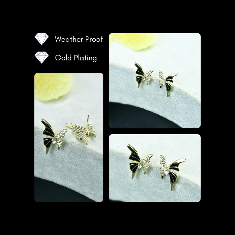 Sowpeace Black Butterfly Crystal Gold Stainless Steel Earrings | Elegant One‑Size Lightweight Jewelry for Women & Daily Wear – view 4