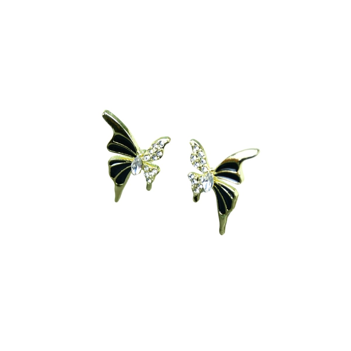 Sowpeace Black Butterfly Crystal Gold Stainless Steel Earrings | Elegant One‑Size Lightweight Jewelry for Women & Daily Wear - Sowpeace - 