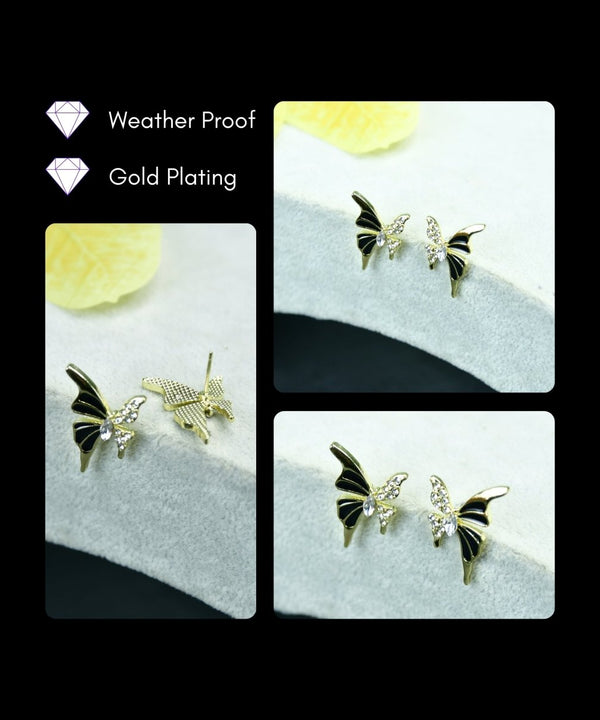 Sowpeace Black Butterfly Crystal Gold Stainless Steel Earrings | Stylish One‑Size Lightweight Jewelry for Women & Daily Wear — image 4
