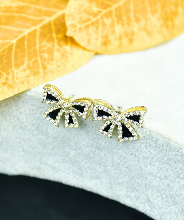 Sowpeace Black Gold Stainless Steel Ribbon Earrings | Elegant One‑Size Lightweight Jewelry for Women & Daily Wear — main view
