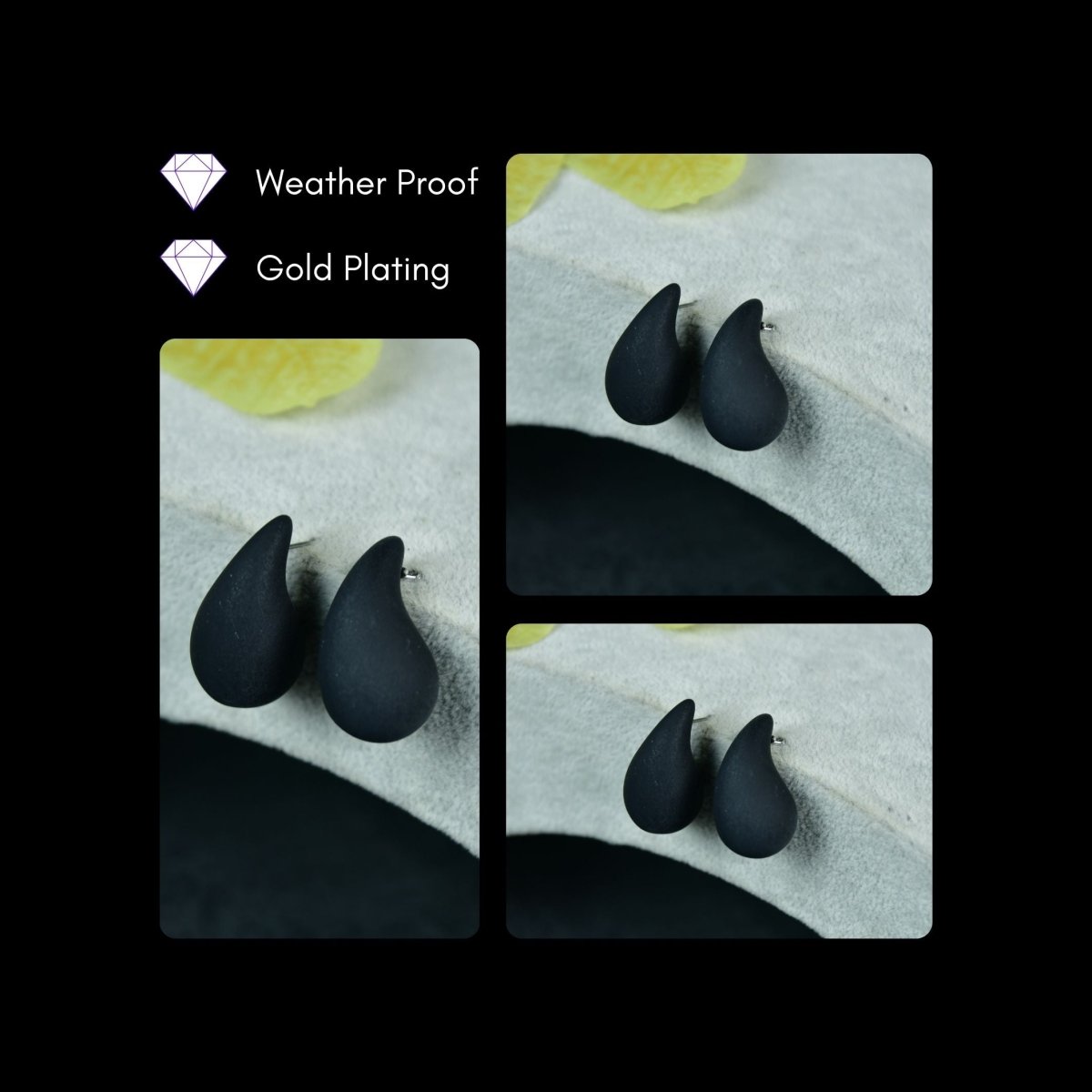 Sowpeace Black Teardrop CCB Earrings | Elegant One‑Size Lightweight Jewelry for Women & Daily Wear - Sowpeace - 