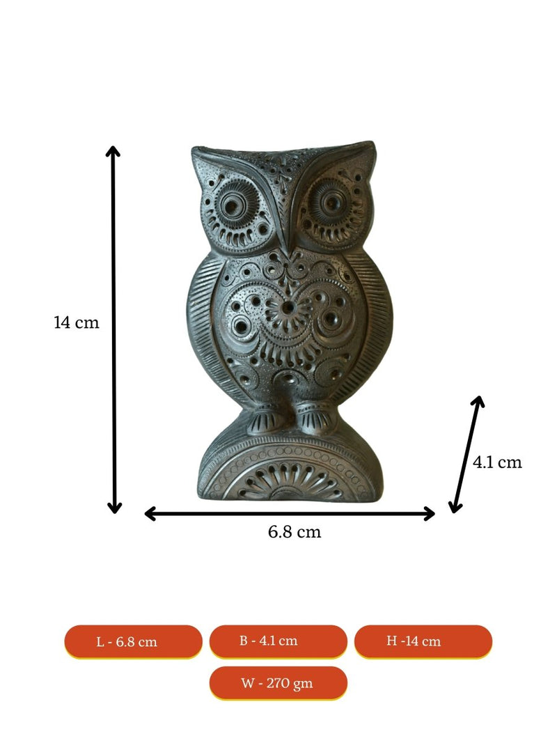 Sowpeace Black Terracotta Artisanal Owl: Tabletop Decor – view 9