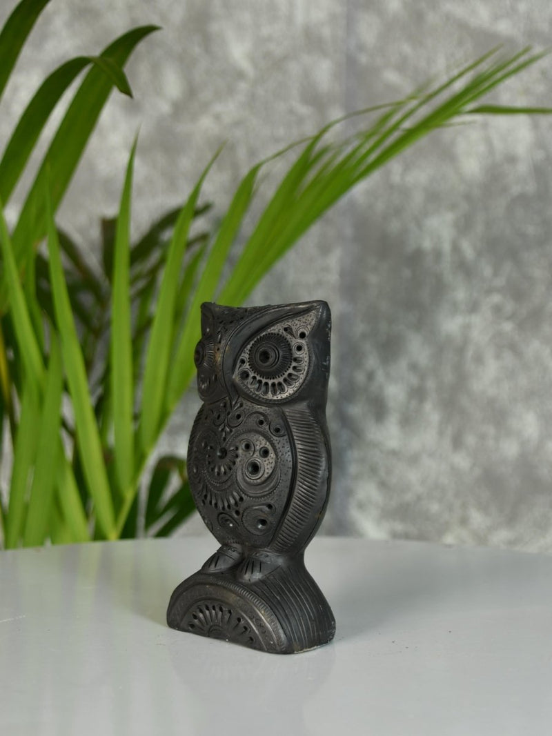 Sowpeace Black Terracotta Artisanal Owl: Tabletop Decor – view 3