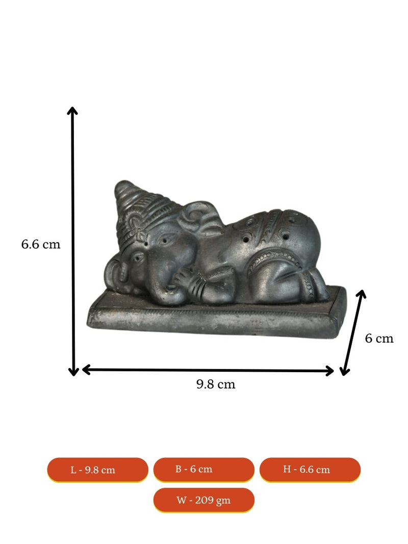 Sowpeace Black Terracotta Sleeping Ganesh: Artisan Tabletop Decor – view 6