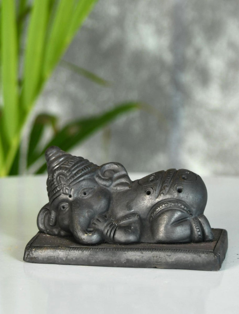 Sowpeace Black Terracotta Sleeping Ganesh: Artisan Tabletop Decor – view 3