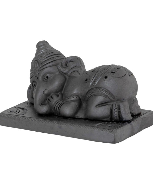 Sowpeace Black Terracotta Sleeping Ganesh: Artisan Tabletop Decor — image 4