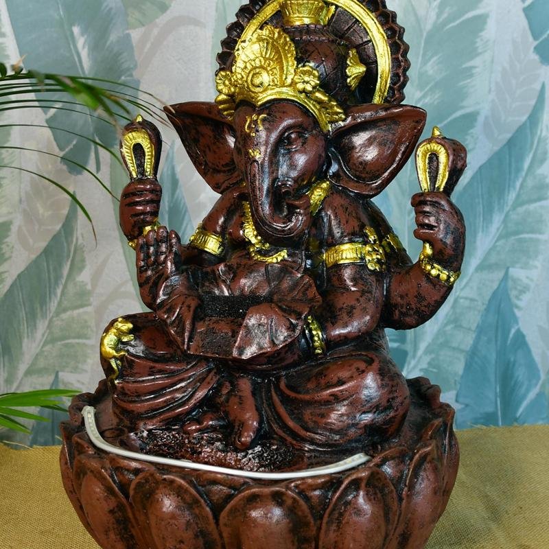Sowpeace Brown Ganesha Water Fountain – Elegant Ganesha Sitting Waterfall for Spiritual Home Decor & Gifts – view 3