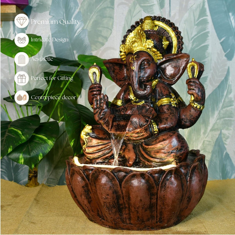 Sowpeace Brown Ganesha Water Fountain – Elegant Ganesha Sitting Waterfall for Spiritual Home Decor & Gifts – view 5