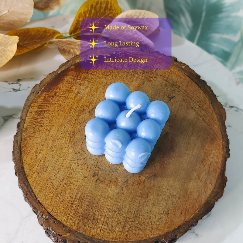 Sowpeace Bubble Blue Soywax Candle – Hand-Poured, Vegan, Unscented Decorative Cube (6×6×6 cm) – view 2