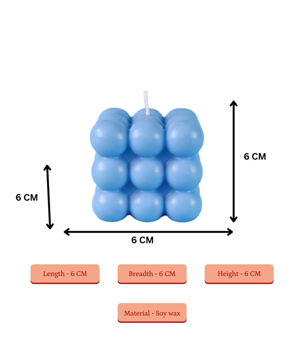 Sowpeace Bubble Blue Soywax Candle – Hand-Poured, Vegan, Unscented Decorative Cube (6×6×6 cm) — image 3