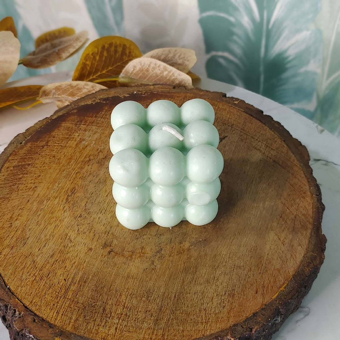 Sowpeace Bubble Green Soywax Candle – Hand - Poured, Vegan, Unscented Decorative Cube (6×6×6 cm) - Sowpeace - 