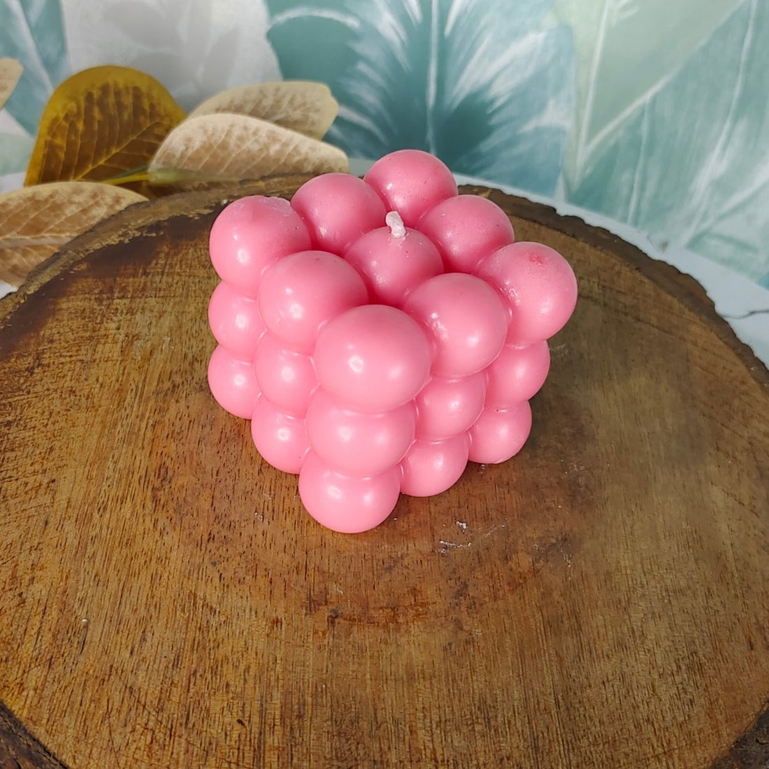 Sowpeace Bubble Pink Soywax Candle – Hand - Poured, Vegan, Unscented Decorative Cube (6×6×6 cm) - Sowpeace - 