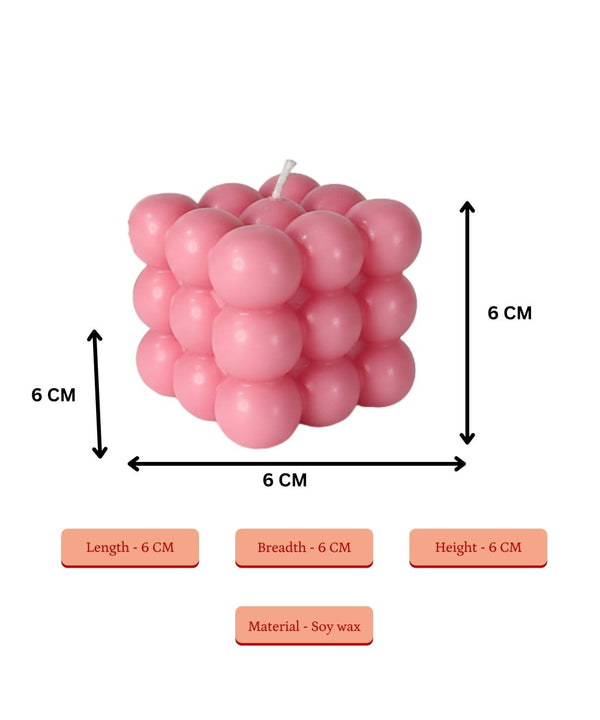 Sowpeace Bubble Pink Soywax Candle – Hand-Poured, Vegan, Unscented Decorative Cube (6×6×6 cm) — image 3