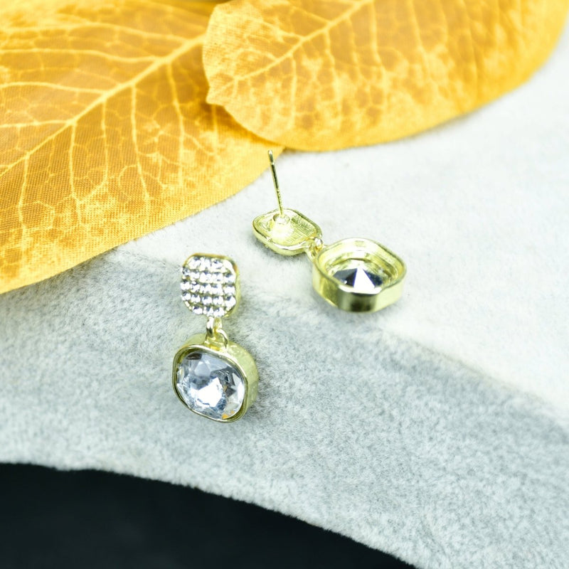 Sowpeace Crystal on Crystal Gold Stainless Steel Earrings | Elegant One‑Size Lightweight Jewelry for Women & Daily Wear – view 2