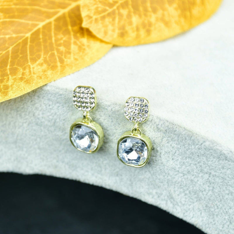 Sowpeace Crystal on Crystal Gold Stainless Steel Earrings | Elegant One‑Size Lightweight Jewelry for Women & Daily Wear – view 1