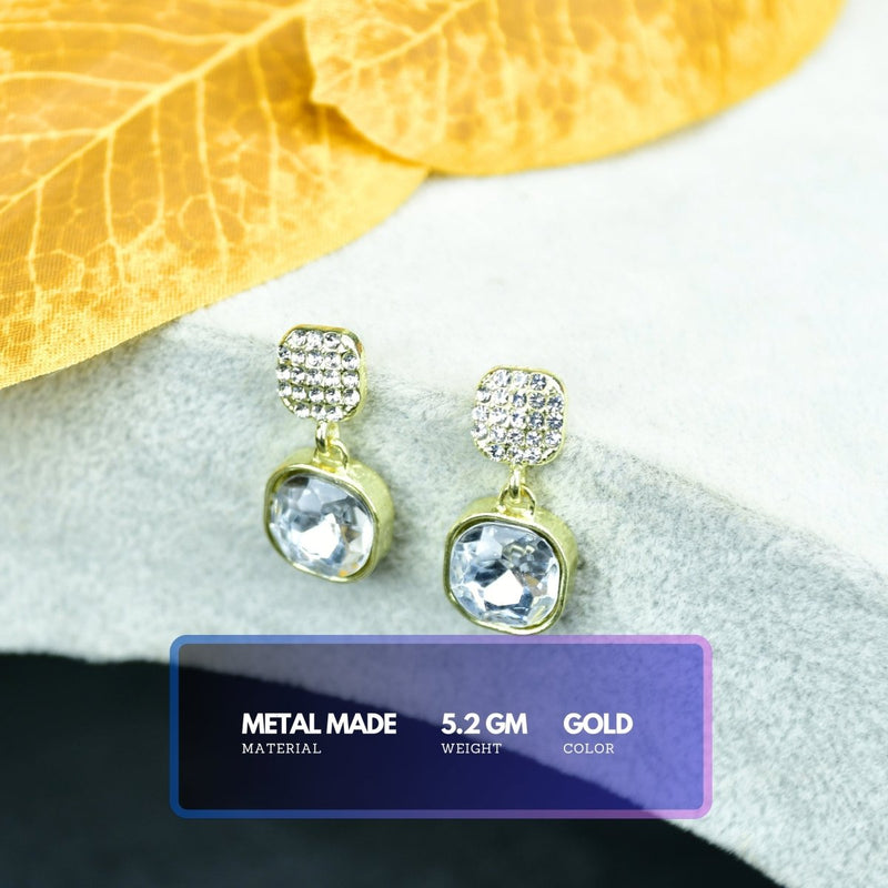 Sowpeace Crystal on Crystal Gold Stainless Steel Earrings | Elegant One‑Size Lightweight Jewelry for Women & Daily Wear – view 3