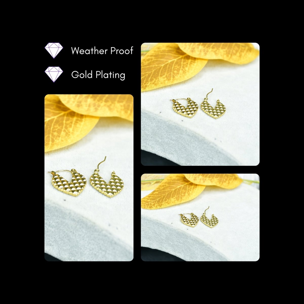 Sowpeace Ear Cut Petals Gold Stainless Steel Earrings | Elegant One‑Size Lightweight Jewelry for Women & Daily Wear - Sowpeace - 