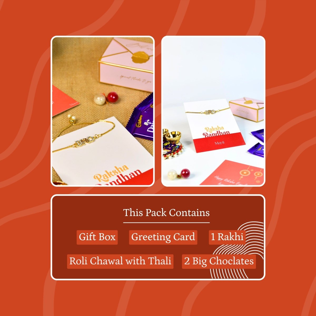 Sowpeace Exquisite BRO Rakhi Pack of 1 with Roli Chawal and Greeting card combo for Raksha Bandhan and Gifting - Sowpeace - 
