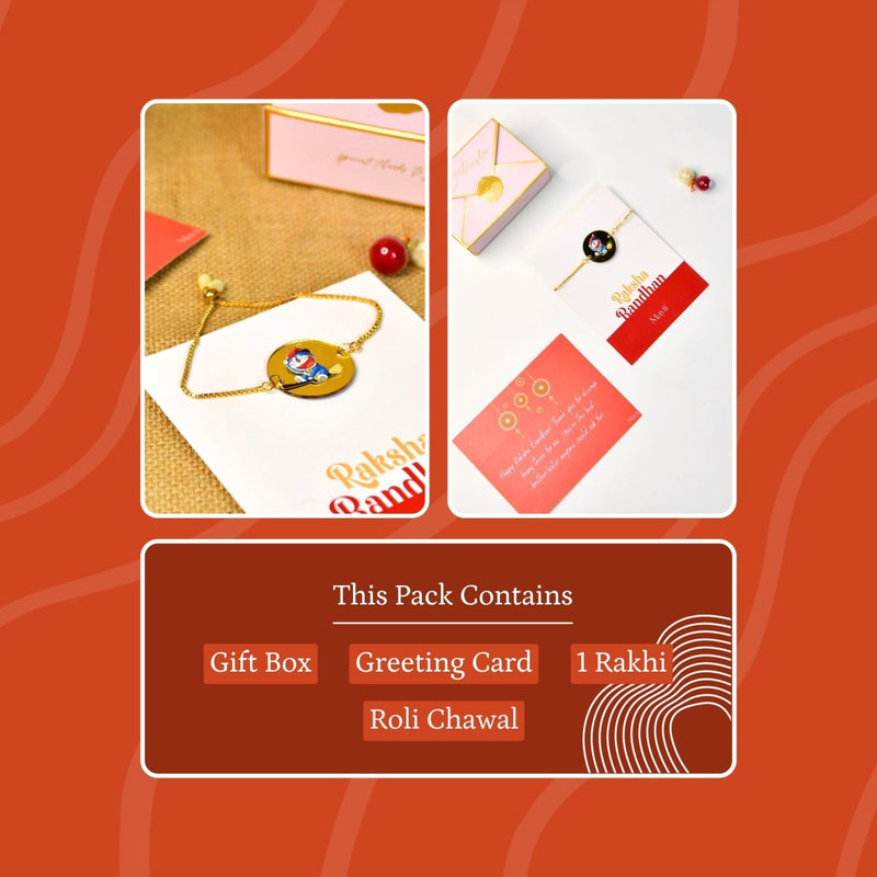 Sowpeace Exquisite Doraemon Rakhi Pack of 1 with Roli Chawal and Greeting card combo for Raksha Bandhan and Gifting – view 7