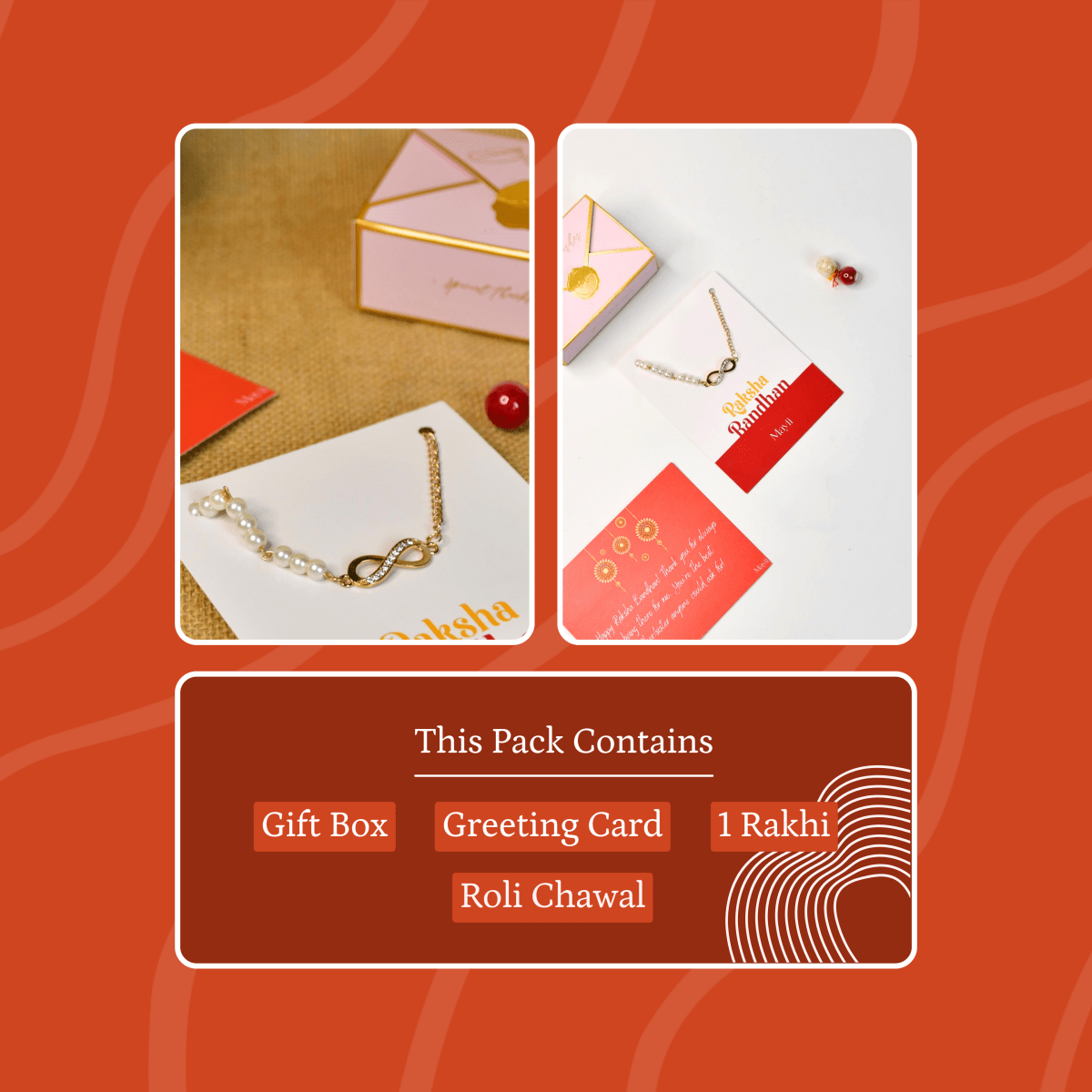 Sowpeace Exquisite Infinite Rakhi Pack of 1 with Roli Chawal and Greeting card combo for Raksha Bandhan and Gifting - Sowpeace - 