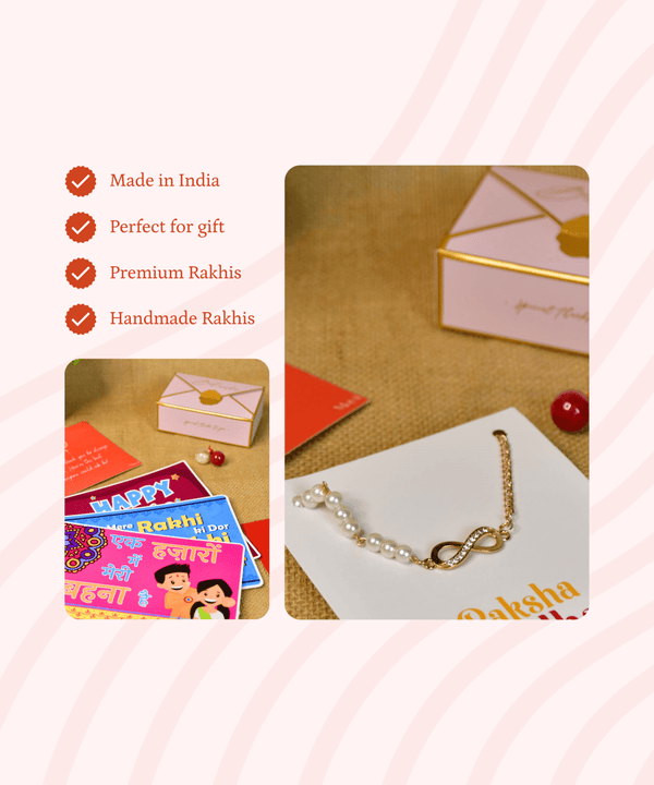Sowpeace Exquisite Infinite Rakhi Pack of 1 with Roli Chawal and Greeting card combo for Raksha Bandhan and Gifting — image 6