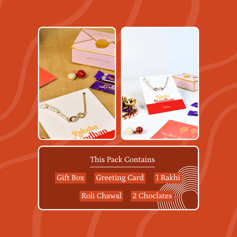 Sowpeace Exquisite Infinite Rakhi Pack of 1 with Roli Chawal and Greeting card combo for Raksha Bandhan and Gifting – view 8