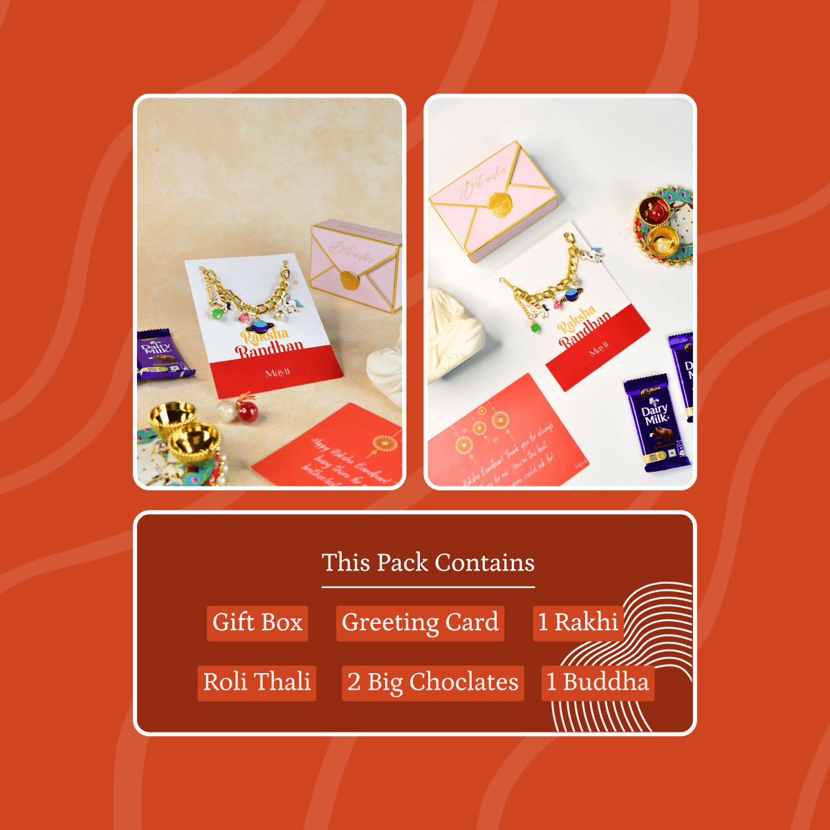 Sowpeace Exquisite Metal Abstract Rakhi Pack of 1 with Roli Chawal and Greeting card combo for Raksha Bandhan and Gifting - Sowpeace - 