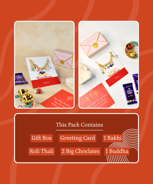 Sowpeace Exquisite Metal Abstract Rakhi Pack of 1 with Roli Chawal and Greeting card combo for Raksha Bandhan and Gifting — image 10