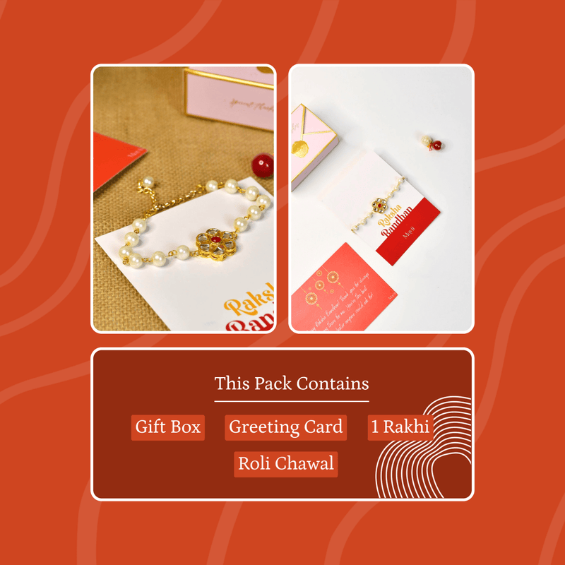 Sowpeace Exquisite Pearl Rakhi Pack of 1 with Roli Chawal and Greeting card combo for Raksha Bandhan and Gifting – view 5