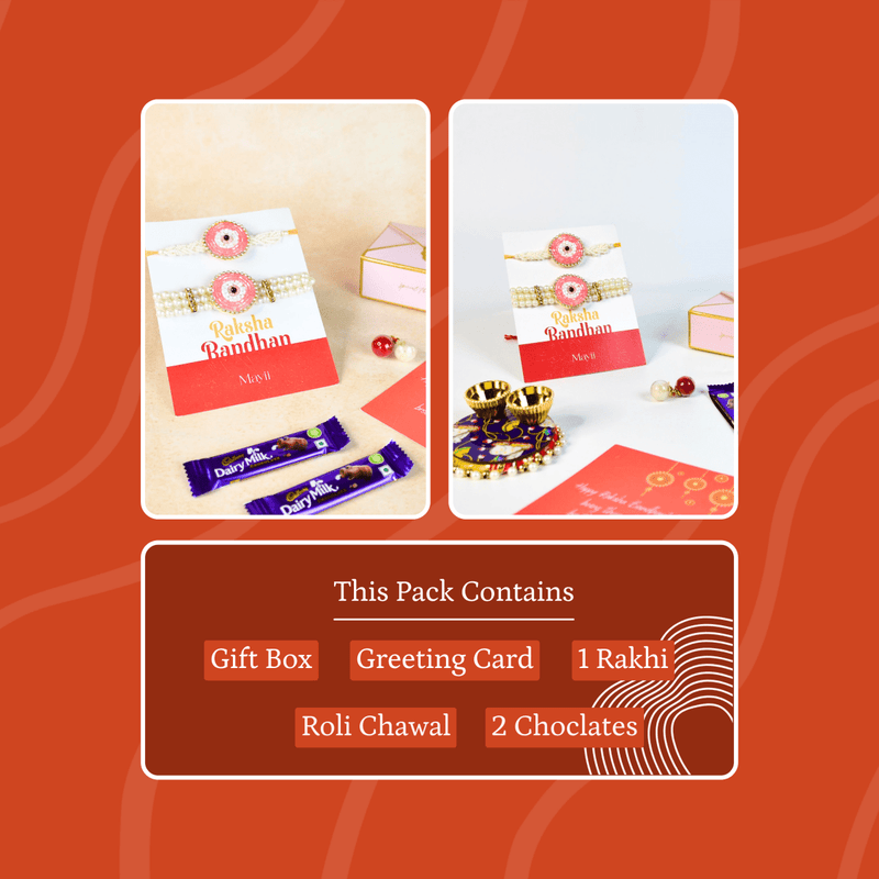 Sowpeace Exquisite Pink Circle Rakhi Pack of 2 with Roli Chawal and Greeting card combo for Raksha Bandhan and Gifting – view 8